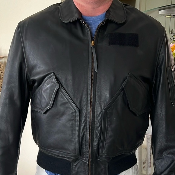 Leather Aviation Bomber Jacket - Picture 2 of 9